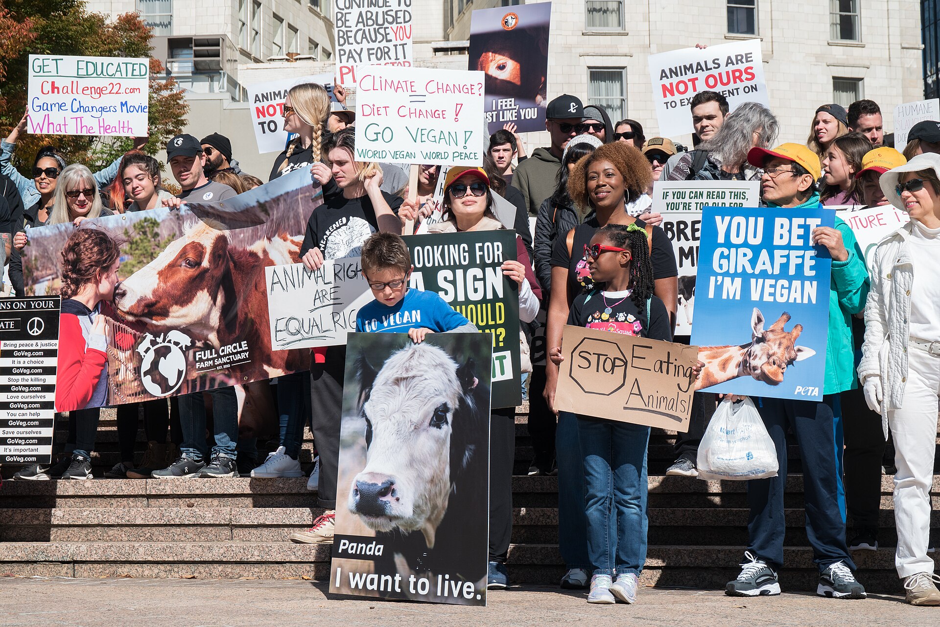 Activists at the 2019 Animal Rights March in Woodruff Park in downtown Atlanta